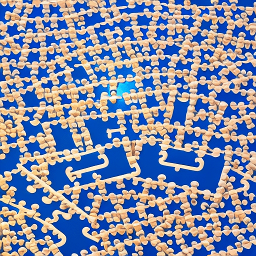 An image showcasing the collaboration between BCF and UNDP, depicting a vibrant mosaic of interconnected puzzle pieces symbolizing the transformative power of blockchain technology in fostering social good