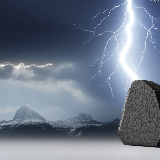 An image showcasing contrasting elements: a sturdy foundation symbolizing stability and growth, juxtaposed with a lightning bolt representing volatility and controversy