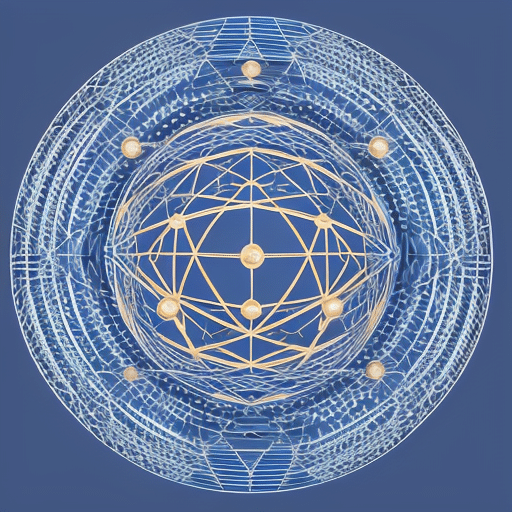 An image depicting a globe enveloped in a transparent blockchain network, with interconnected nodes representing global charities